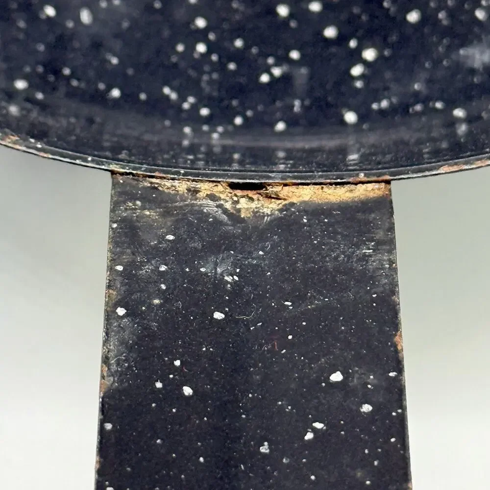 Vintage Black Speckled Enamelware Enamel Frying Pan Skillet Camping 15” Long